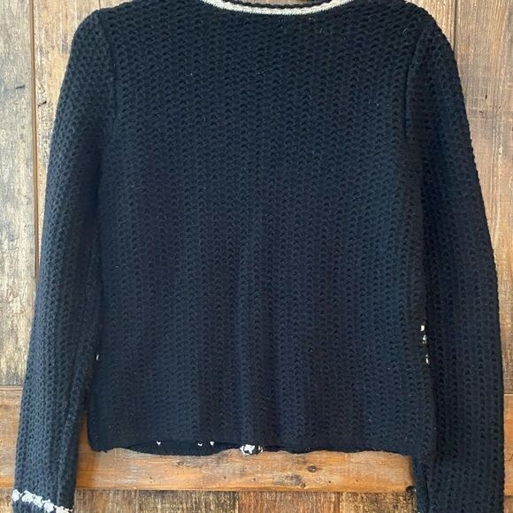 Pim + Larkin S Classic Black Cream Chunky Knit Long Sleeve Blazer Knit Jacket - Picture 6 of 6